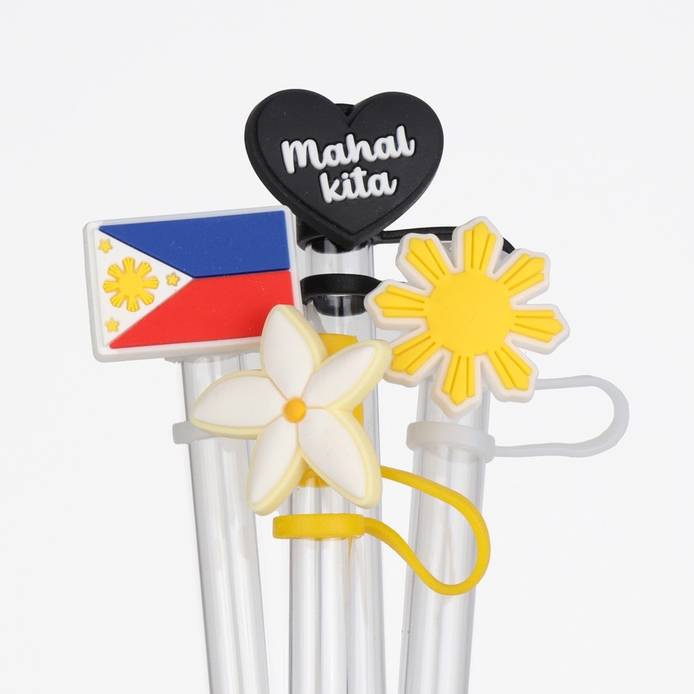(4) Filipino Philippines mahal kita sampaguita flag star straw covers - Picture 3 of 3